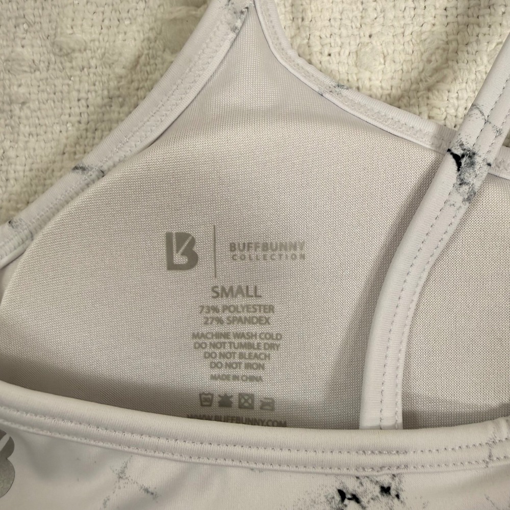 Buffbunny Collection White Marble Multi Strap Racerback Sports Bra Small - Picture 5 of 5